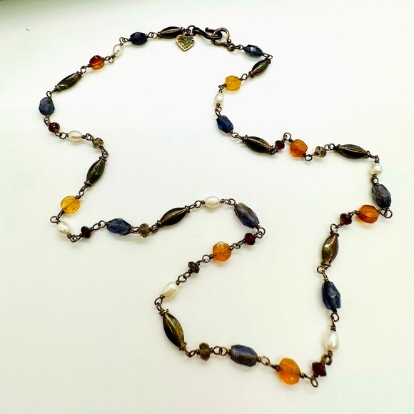 Vintage Silver Multi Precious Stone Necklace - Picture 7 of 17